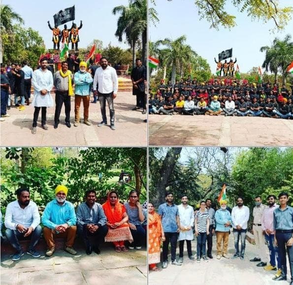 MVSS team paying tribute to freedom fighters Bhagat Singh, Rajguru and Sukhdev at Shaheedi Park
